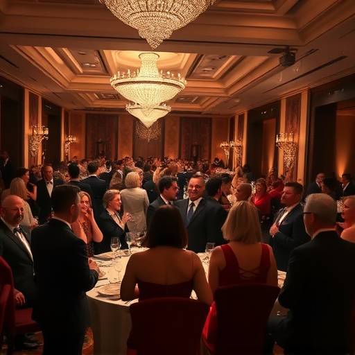 Réception d'un gala de charité, les invités élégamment vêtus